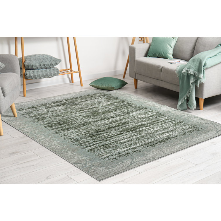 Davide 1229 Transitional Crackled Green Area Rug