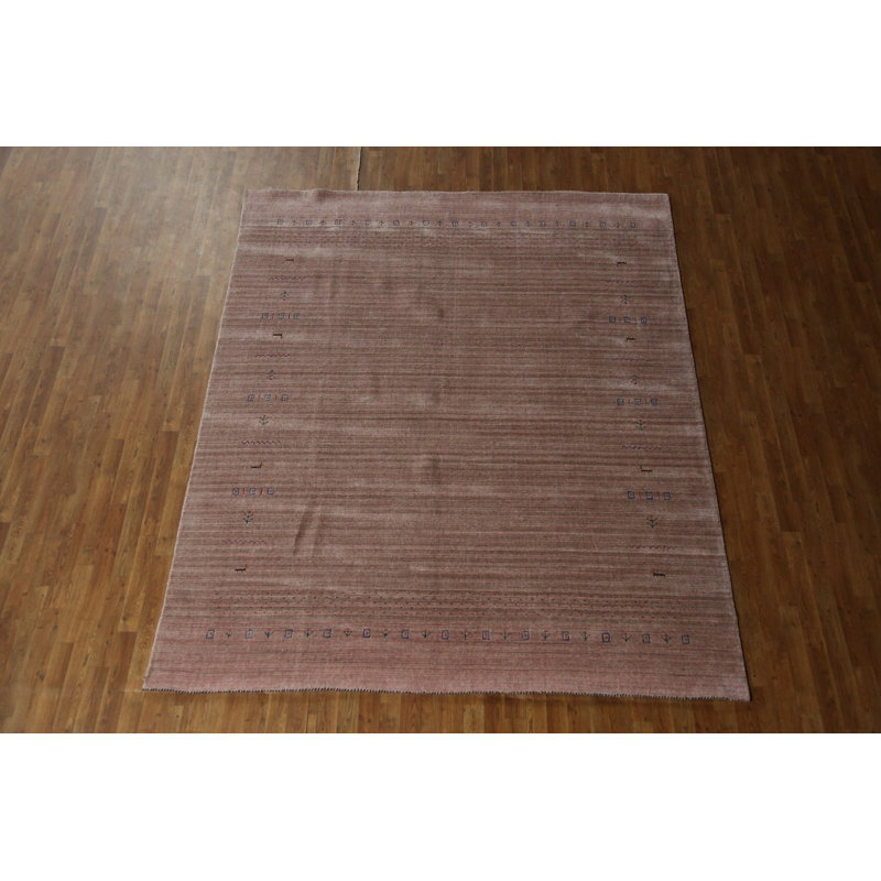 Tapis brun brun à motif tribal de style Gabbeh 8 x 10