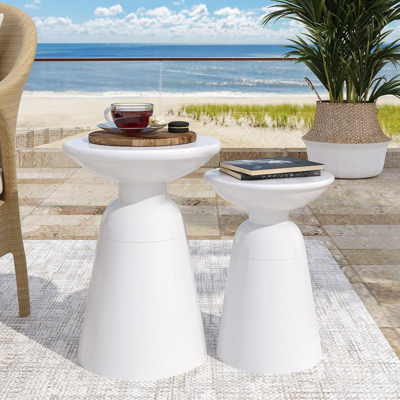 Ensemble de 2 tables d'appoint en fer Serenita, Blanc