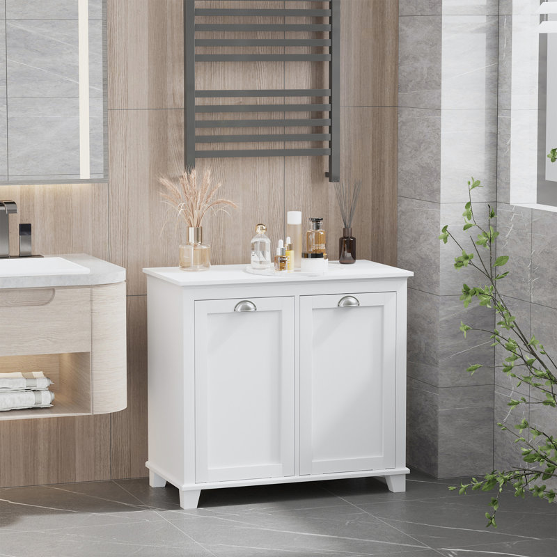 Tilt-Out Laundry Sorter Bathroom Cabinet