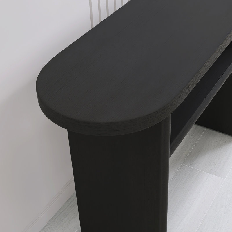 Console minimaliste avec bords arrondis et tablette robuste, Noir, noir, noir, noir