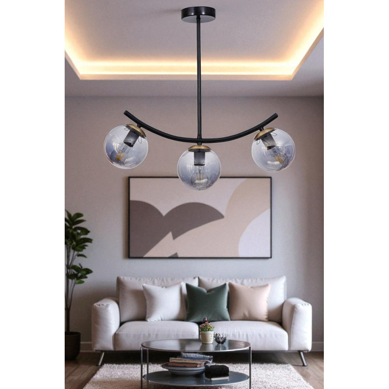 Lustre, Gris / Noir, 3 niveaux, Trois lumières