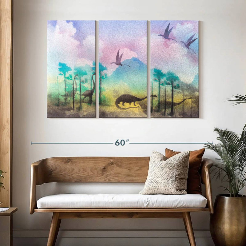 Ashelle, dinosaures de la forêt jurassique, H 32 po x l 50 po