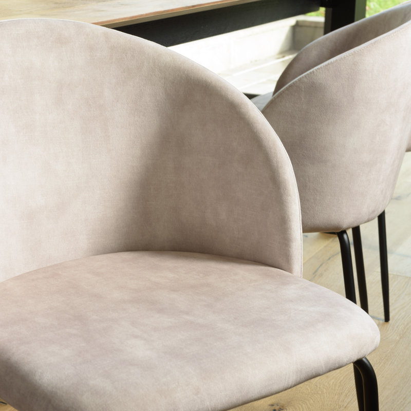Luanna 47cm H Velvet Upholstered Side Chair, Beige