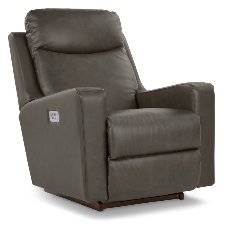Emmons Leather Rocker Recliner, Pewter