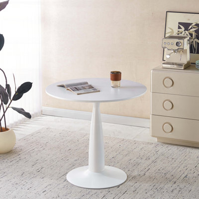 Guéridon Mid-Century moderne avec plateau en panneau de fibres à densité moyenne blanc (31,5 po)