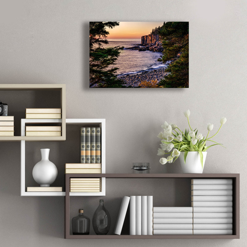 Art mural en verre Dovecove «Otter Cliff Through The Trees» par Rick Berk, H 16 po x l 24 po x P 0,2 po