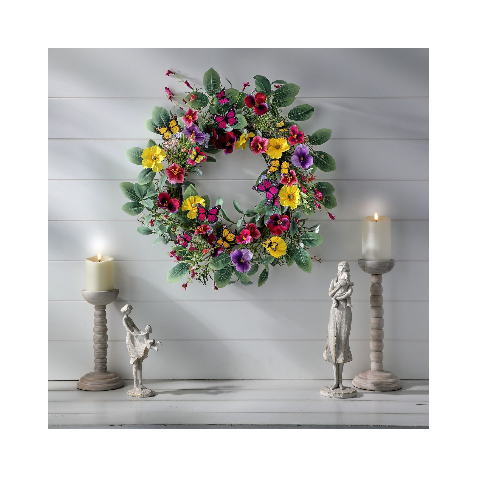 24" Summer Butterfly Wreath With Butterflies