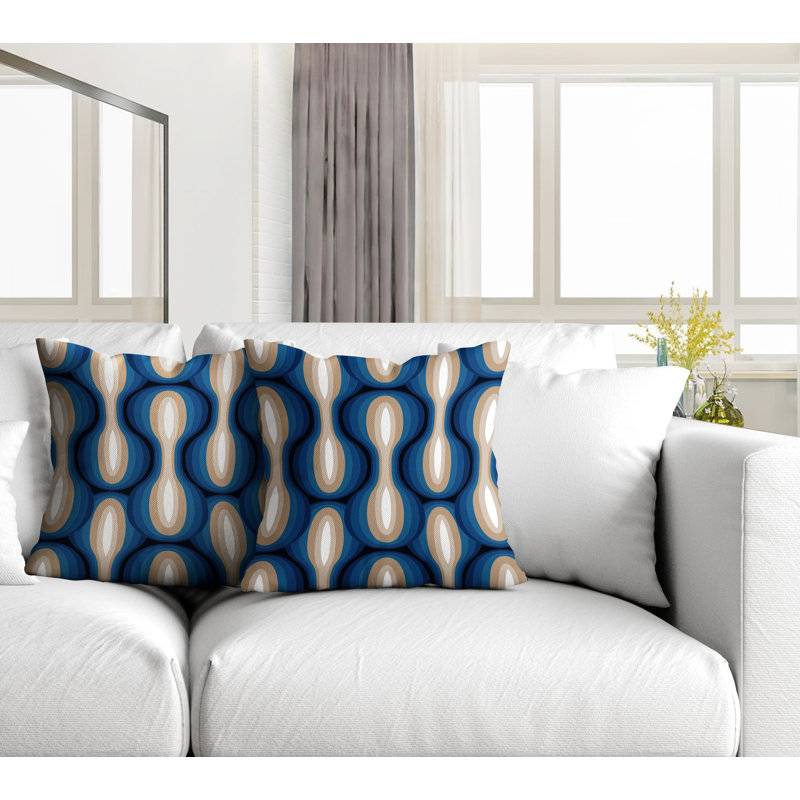 Coussin décoratif intérieur / extérieur Ikat, Beige, L 15 po x H 15 po