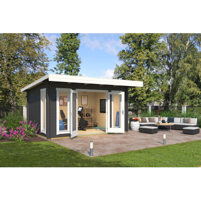 Lasita Banbury 13.5 x 10 Ft. Pent Roof Log Cabin With Single Glazing (28mm)