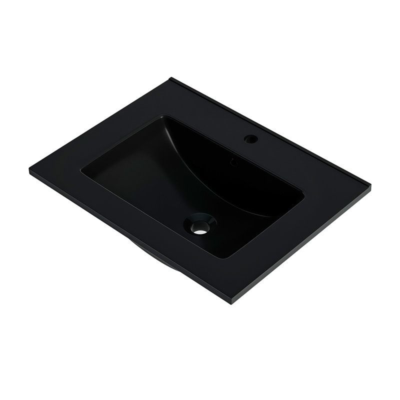 Ceramic Lavatory Sink, Black Or White In 24/30/36 Inch - Bathroom Vessel Basin Meets US Standards, Faucet Not Included, White