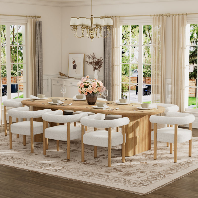 Ensemble de table de salle à manger Oak, 9 Pieces: Table, 8 Chairs