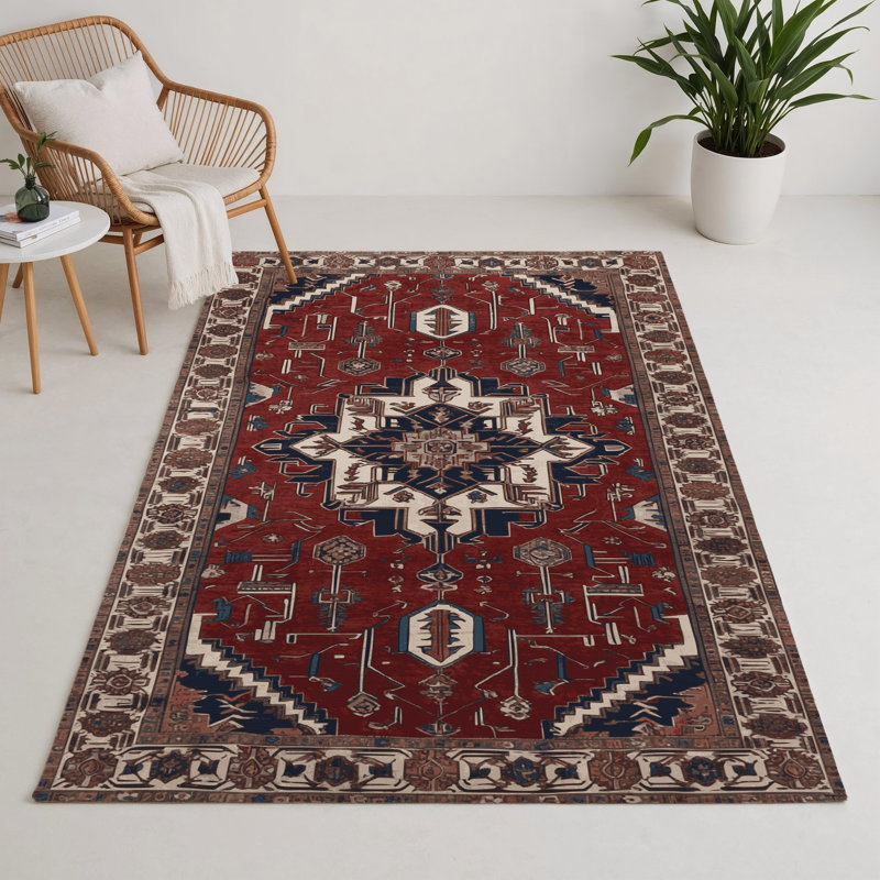 Persian Black Indoor and Outdoor Area Rug, Rectangle 9' x 12'