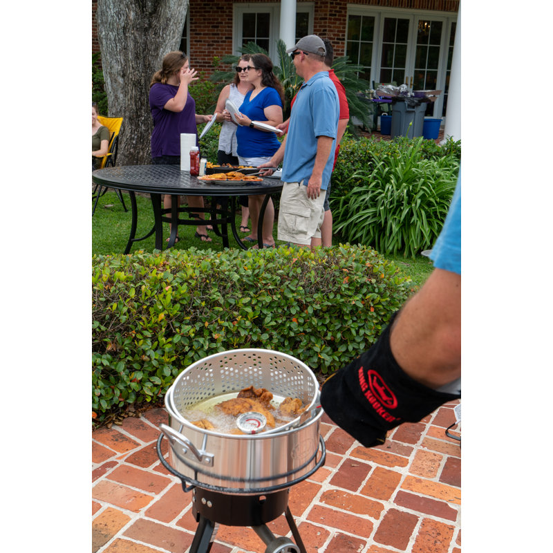 King Kooker Single Burner Propane Outdoor Cooker Kit with 10-Quart Aluminum Fry Pan and Punched Aluminum Basket