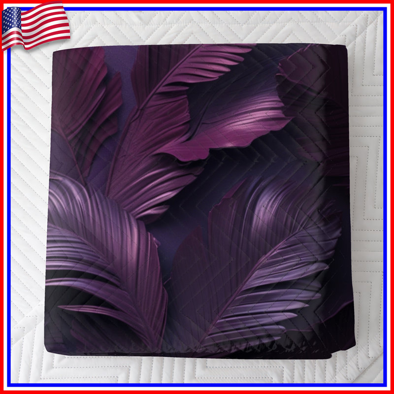 Couvre-lit mauve à feuilles de palmier mauve, Double