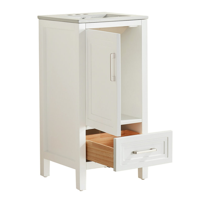Meuble-lavabo simple autoportant de 18 po avec plateau entièrement assemblé