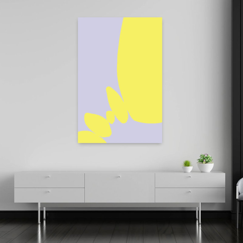 Yellow Lavender Flow Abstract Bold Minimalist Lavender Wall Art Print 1 Piece Wrapped Canvas Wall Art, 152.4cm H x 101.6cm W