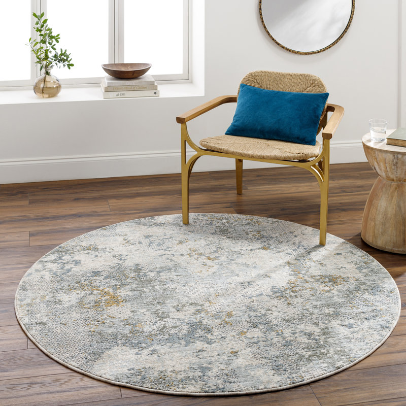 Chloe Abstract Dusty Sage Area Rug, Round 5'3"