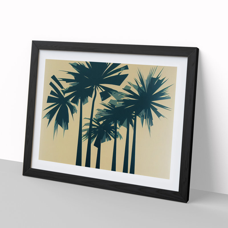 XH1022-7106X Powerful Palm Trees Abstract 1 Piece Single Picture Frame Wall Art, 25cm H x 34cm W x 2cm D, Black Framed