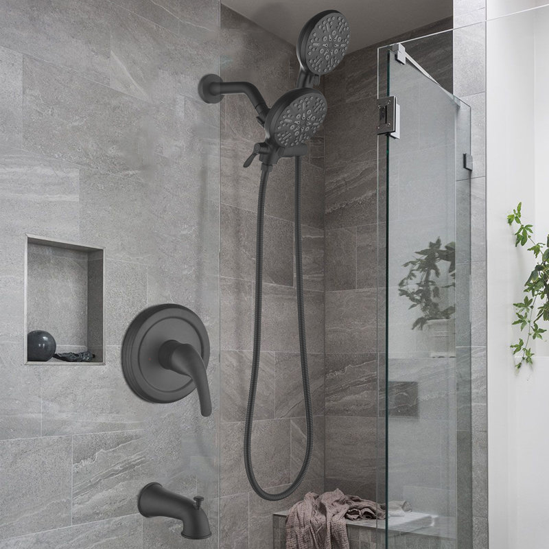 Ensemble de robinet de douche 5 "avec bec de baignoire, ensemble de valve de douche en laiton massif avec pomme de douche et douchette