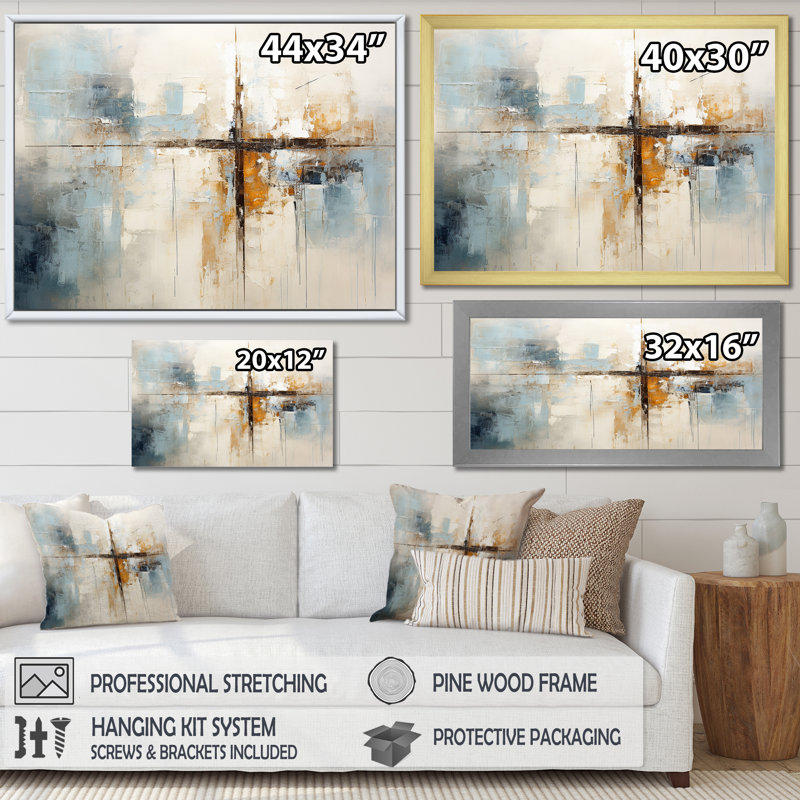 Minimalism Christianity Cross Dream I Wall Art, Wrapped Canvas, 34" H x 44" W, No Frame