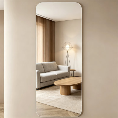 65"X 24" Inch Full Body Round Corner Mirror For Living Room Bedroom Cloakroom Wall Hanging With Hanging Hole High Quality 5Mm Silver Mirror Explosionproof Glass