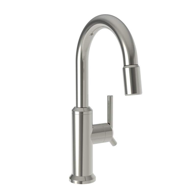 Jeter Single Handle Pull Down Bar Faucet, Polished Nickel