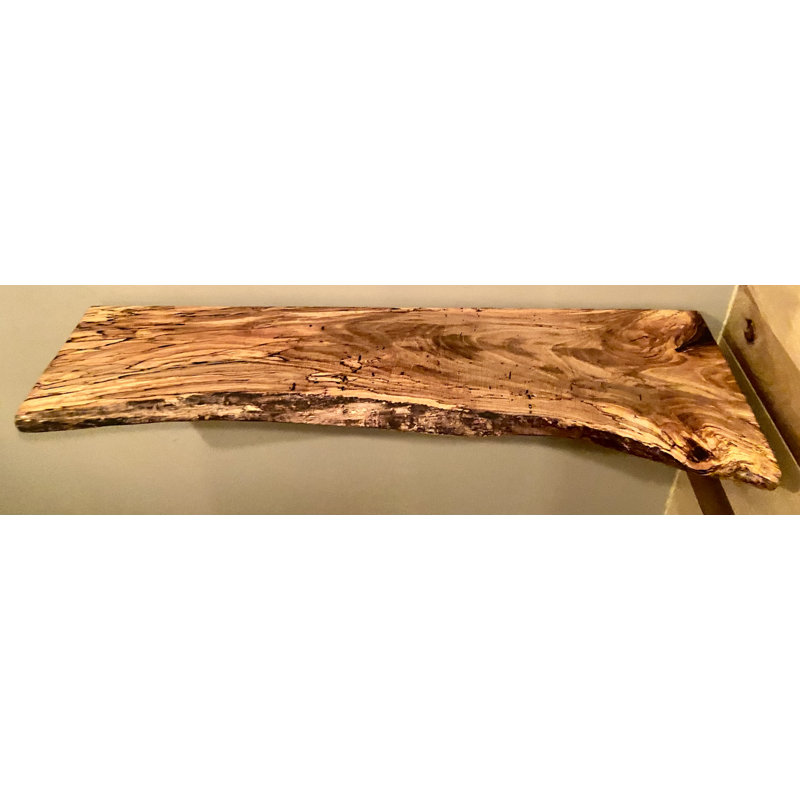Incredible Live Edge Spalted Maple Wood Floating Shelf w/Exceptional Grain Patterns and Shape