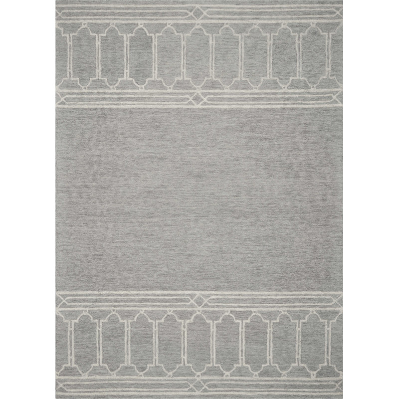 Tapis gris en laine 2 pi x 4 pi