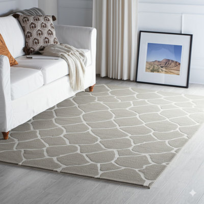 Tapis brun clair en laine touffeté à la main Classic