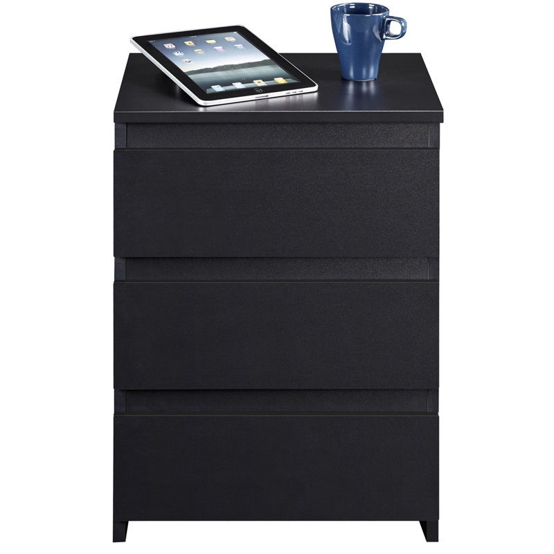 45cm W Manufactured Wood Bedside Table, Black