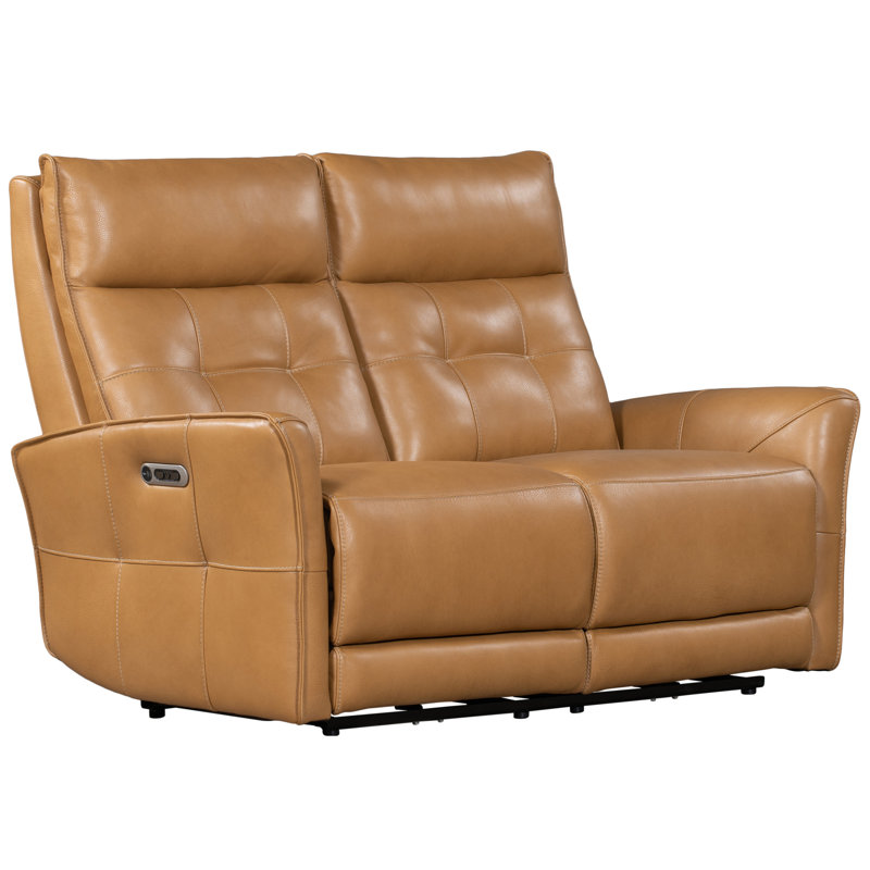 Kondzha 62'' Genuine Leather Flared Arm Zero Gravity Power Reclining Loveseat