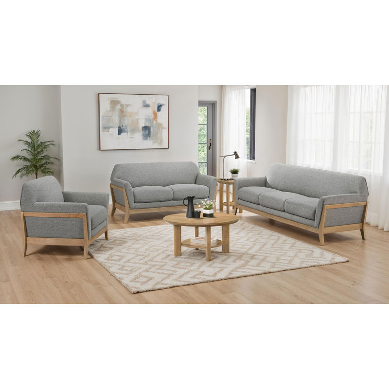 Ensemble de canapé rembourré 3 pièces Vaughn, 3 Pieces: Sofa, Chair, Loveseat