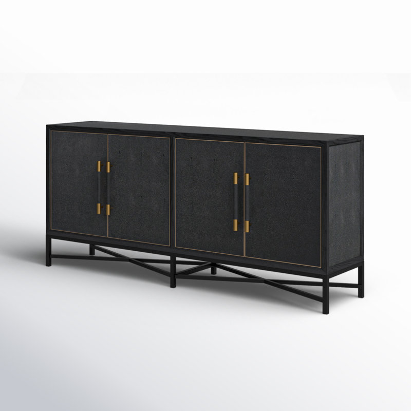Meera 76" Wide Wood Sideboard, Black