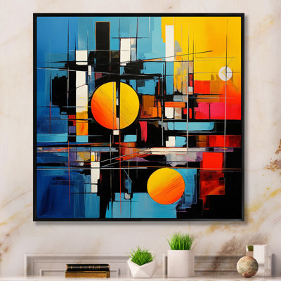 «Blue Orange Mid Century Abstract Reflections II», reproductions d'art mural Mid-Century