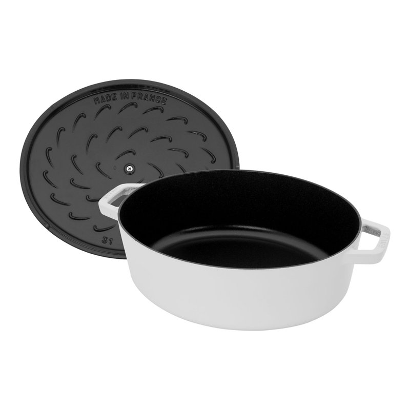 Staub Cast Iron 6.25-Qt Wide Oval Dutch Oven - White, White