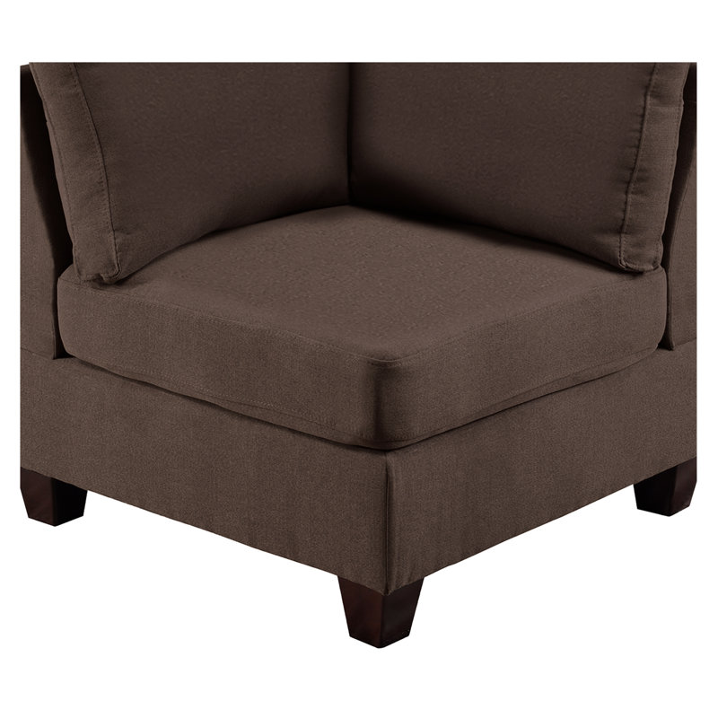 Chaise modulaire 2 pièces, café noir, garniture de tissu semblable à du lin, avec structure en bois - 2 pièces, garniture, construction résistante