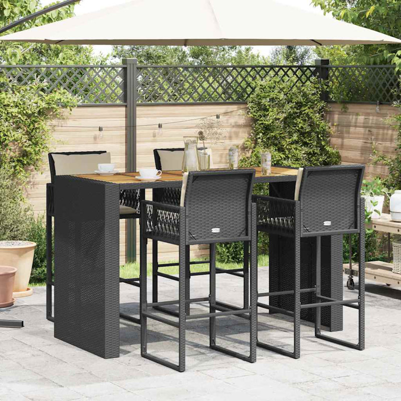  Ensemble de bar de jardin noir, blanc crème