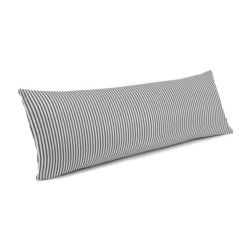 LittleWhiteLine Striped Cotton Blend Throw Pillow, Black, 14" x 48"