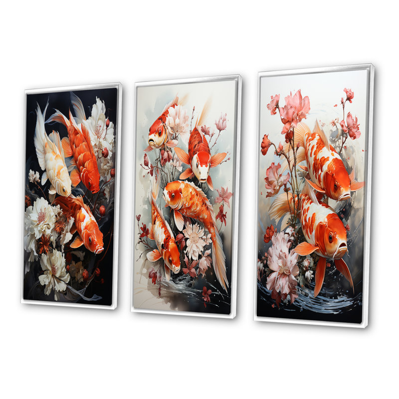 Ensemble de 3 reproductions - Pêche contemporaine, Cadre blanc, H 40 po x l 60 po