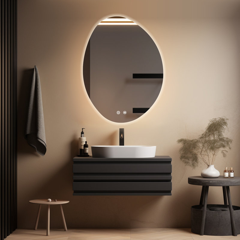 Miroir mural anti-buée Dibbrun, 24 po x 32 po, Asymétrique