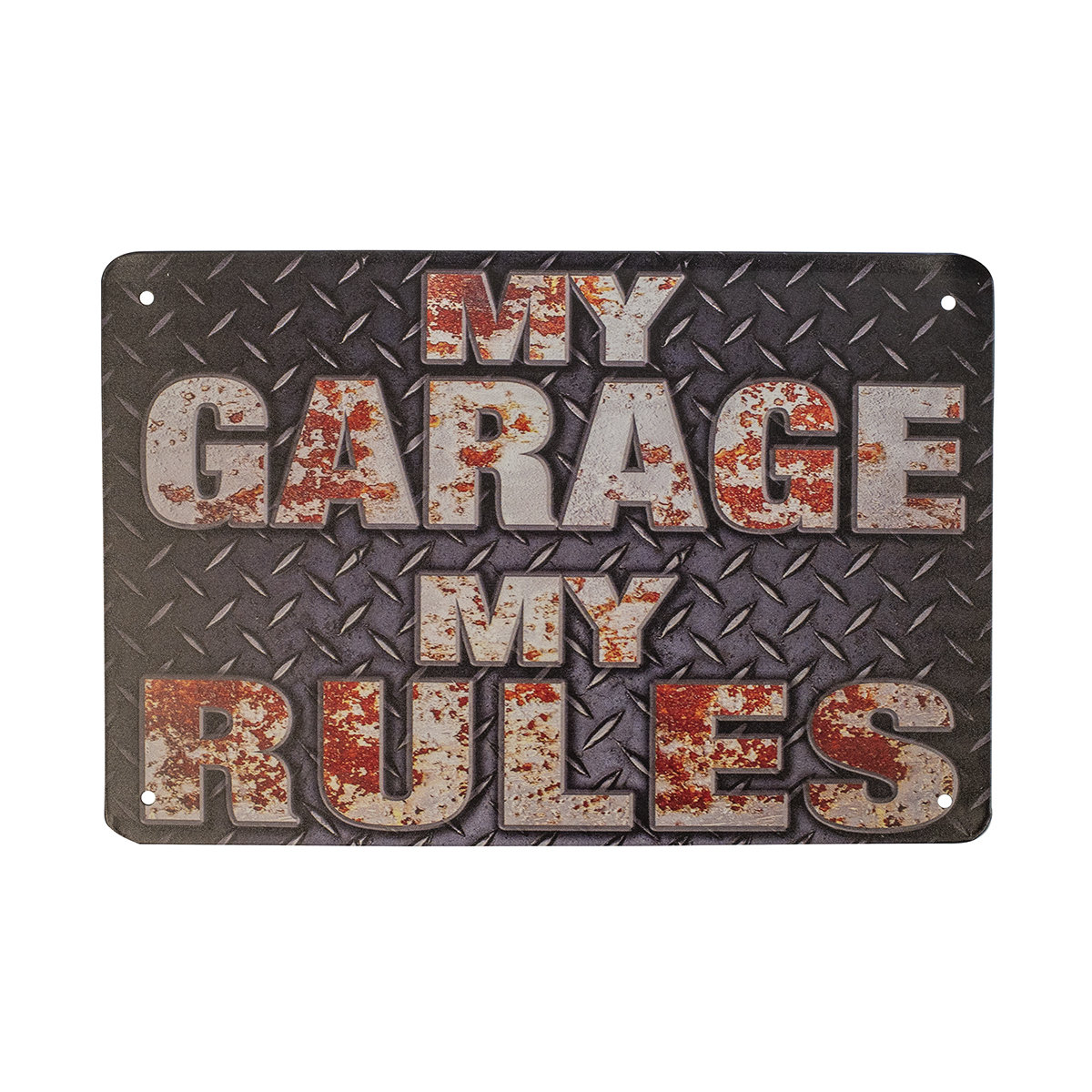 Trinx Vintage My Garage Rules Metal Wall Sign Industrial Man Cave
