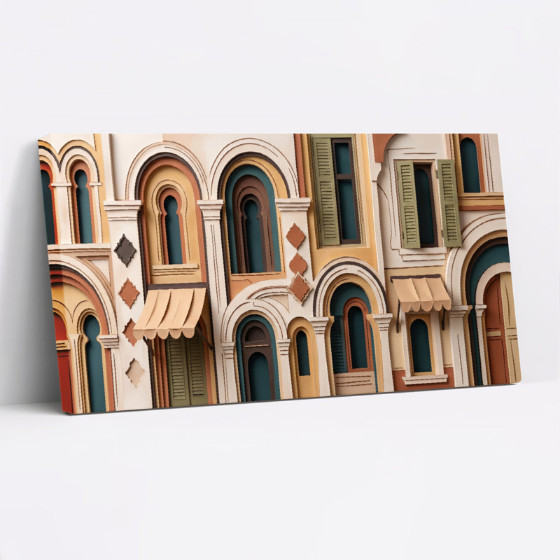 Ensemble d'une toile murale représentant une façade architecturale, L 32 po x H 16 po, Wrapped Canvas