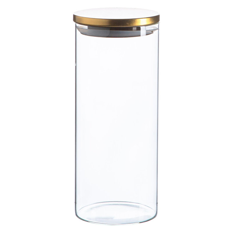 Argon Tableware - Glass Storage Jar with Gold Metal Lid