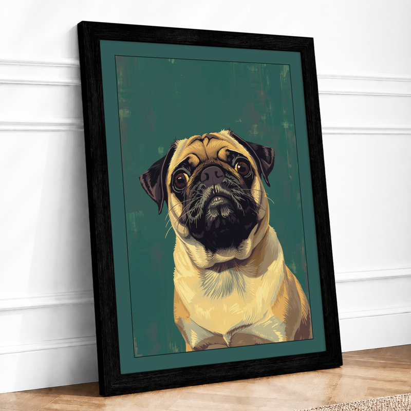 Pug Portrait Vintage - Print, Black, A3 - 42.0 x 29.7 cm
