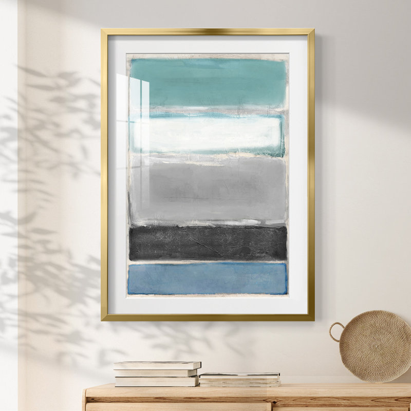 Simple Design Color Blocks -Framed Print, 25.5" H x 17.5" W, Gold