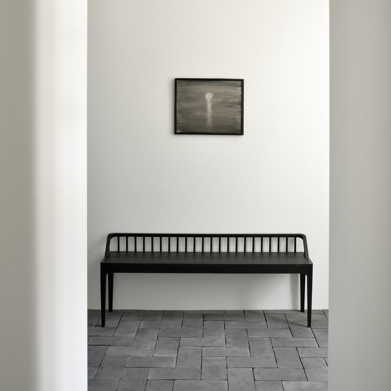 Spindle Solid Wood Bench, Oak Black