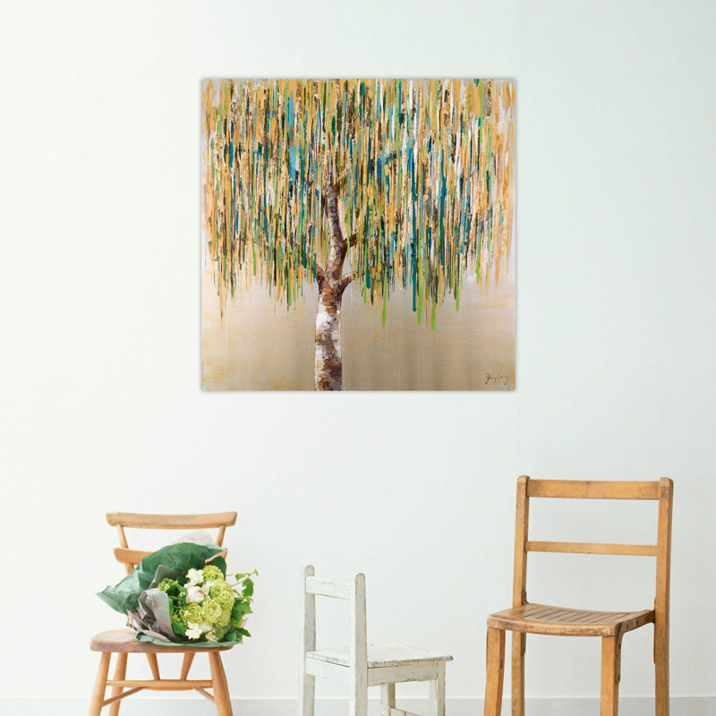 Hand -painted acrylic painting The Whisper of the Weeping Willow