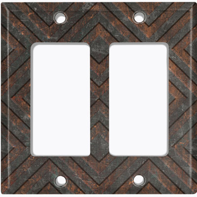 Metal Light Switch Plate Cover; US Standard Size 1 Gang Duplex - Printed Image of Industrial Geometric Pattern