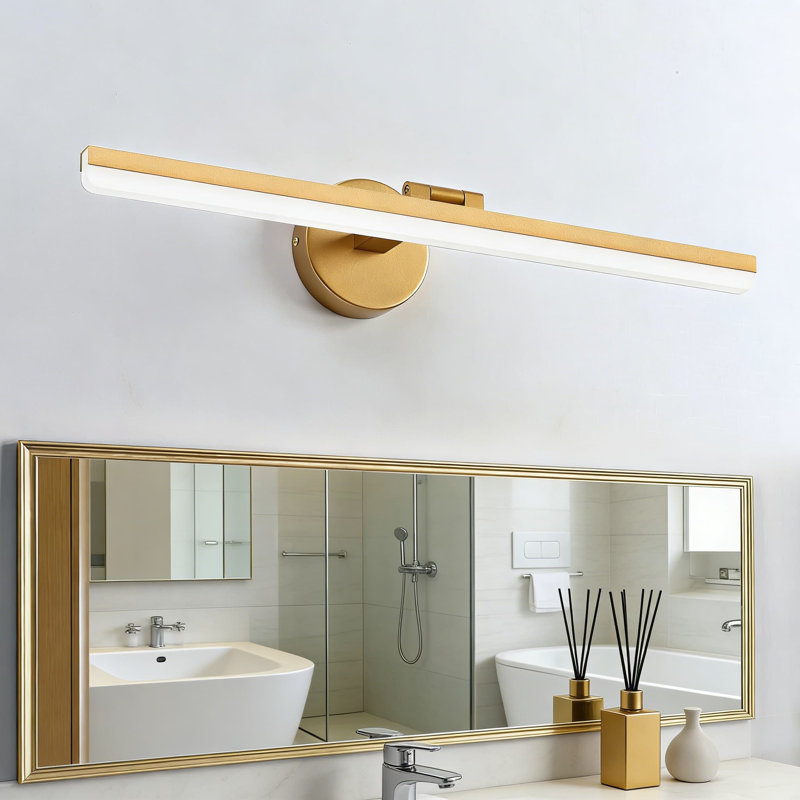 Luminaire de meuble-lavabo moderne doré avec bras rotatifs à DEL, lumière blanche de 6 000 K, applique murale de 24 pouces pour un éclairage de miroir de salle de bain contemporain